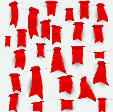 ชุดเวกเตอร์ริบบิ้นสีแดงที่สร้างสรรค์ที่คั่นหน้า