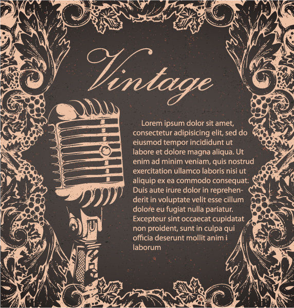Creative Vintage Music Background Vector Set