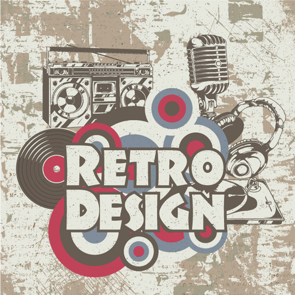 kreatif vintage musik latar belakang vector set