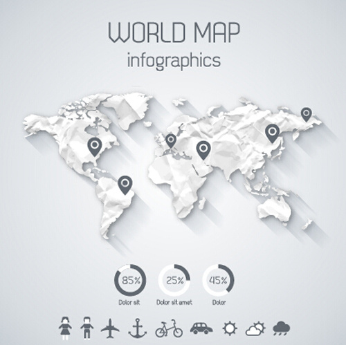 yaratıcı Dünya Haritası ve infographics vektör grafikleri