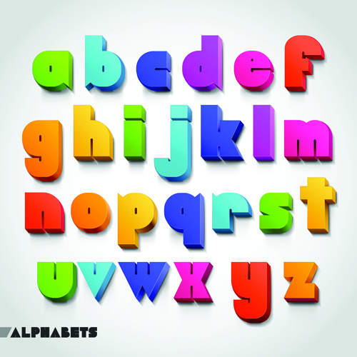 criativa 3d alfabeto colorido projeto vector