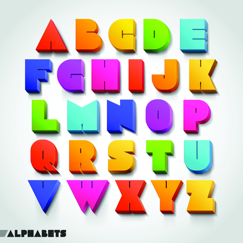 vector de diseño de alfabeto color 3d creativos