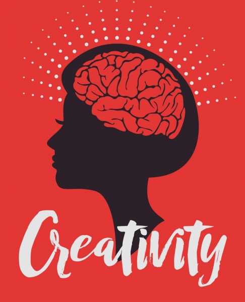 la creatività concetto banner donna capo silhouette cervello icona