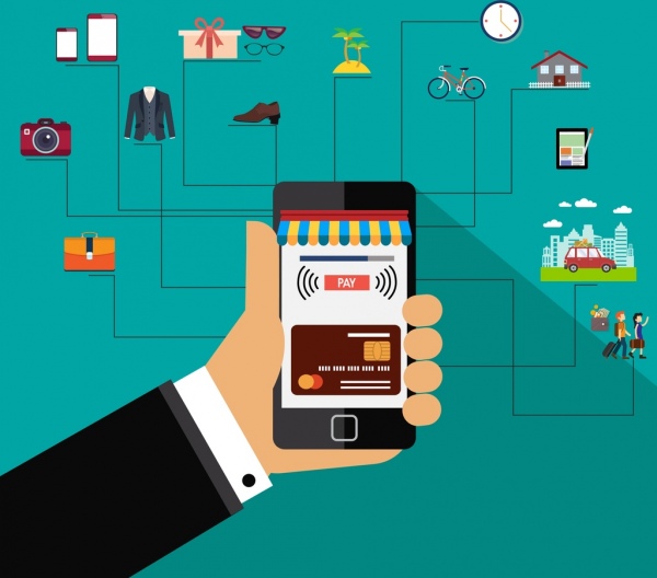 kreditkarte nutzen inforgraphic händchenhalten smartphone - ikone