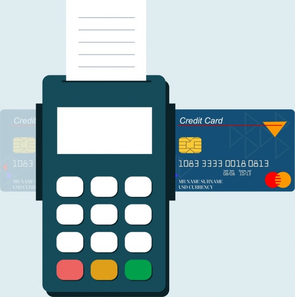 Tarjeta de crédito máquina plana promoción de diseño de icono de la bandera