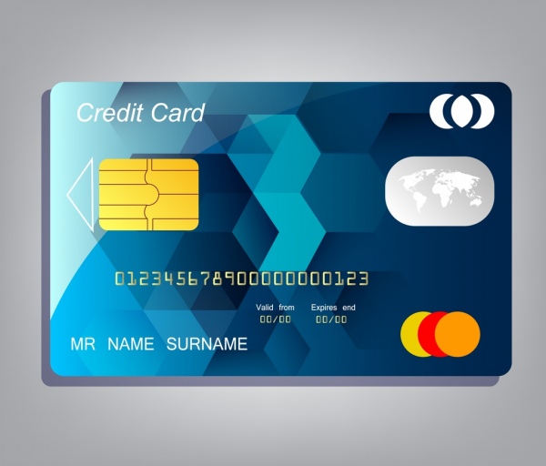 cartão de crédito modelo realista poli baixo fundo de