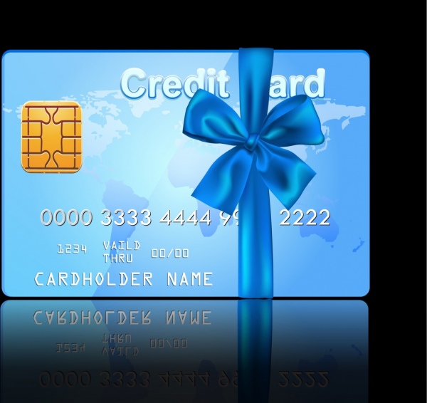 Credit Card Template Shiny Blue Realistic Design