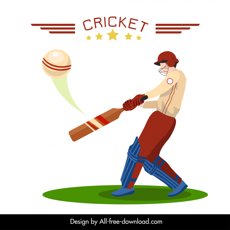  Cricket Spiel Banner Dynamische Athlet Skizze
