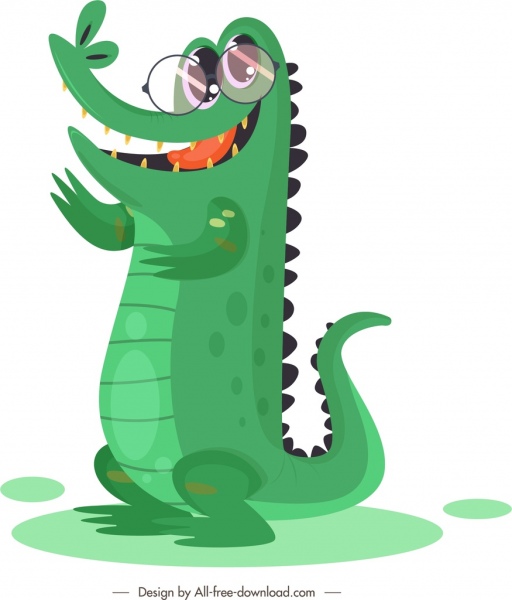 croquis de personnage de dessin animé stylisé drôle d’icône de crocodile
