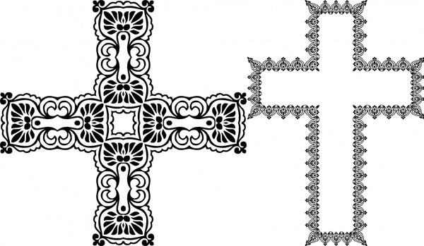 Illustration vectorielle d’ensembles de croix avec décoration classique