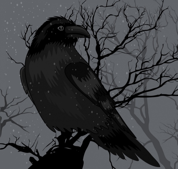 ворона покраска темно-черный дизайн