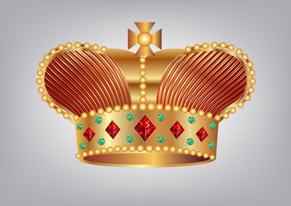 皇冠寶石裝潢的閃亮的金色圖標設計