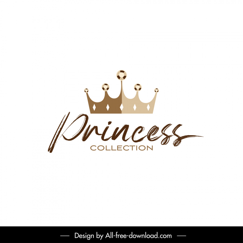 Crown Princess Collection Logotipo elegante simetría caligrafía decoración