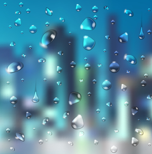las gotas de agua cristalina con el arte de fondo borroso