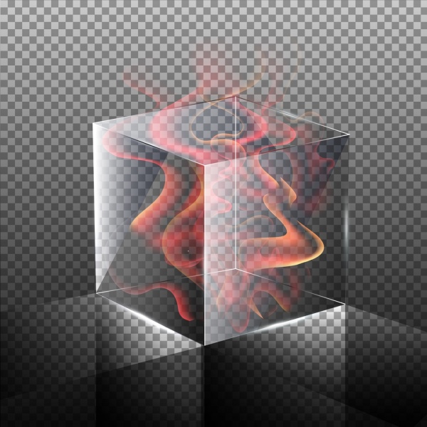 cubo luce fiamma icona progettazione 3d decorazione a scacchi