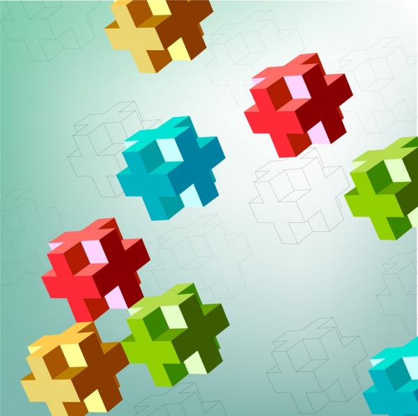 cubi colorato schizzo 3d di base