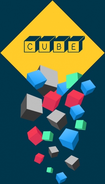 kubus ikon latar belakang berwarna-warni 3d Desain