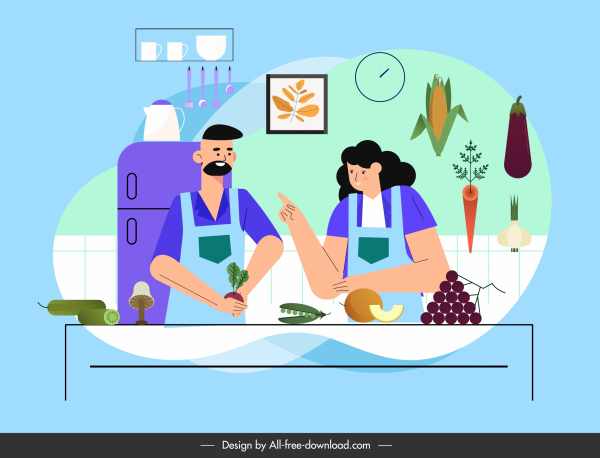 kulinarische Hintergrund Küche kocht Zutaten Skizze