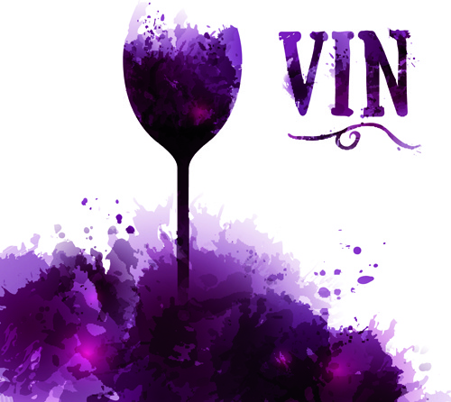 Cup Wine Watercolor Background Vector