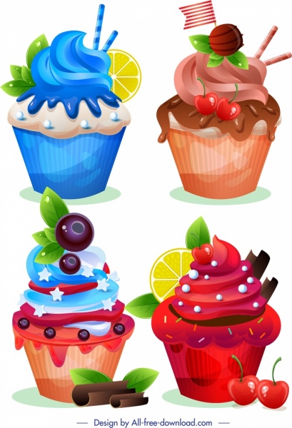 cupcake simgeler renkli modern dekor