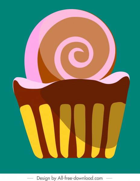 Cupcake sơn đầy màu sắc cổ điển phẳng Sketch