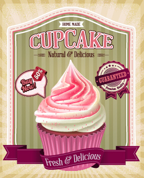 vector affiche rétro Cupcake