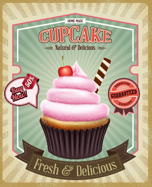 Cupcake retro poster vektor