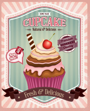 Cupcake retro poster vektor