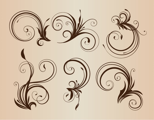 éléments floraux bouclés pour illustration vectorielle de conception