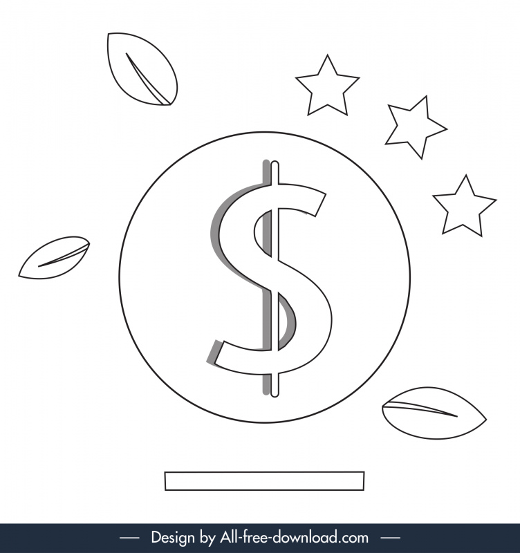 para birimi para transferi simgesi yıldız yaprak taslağı