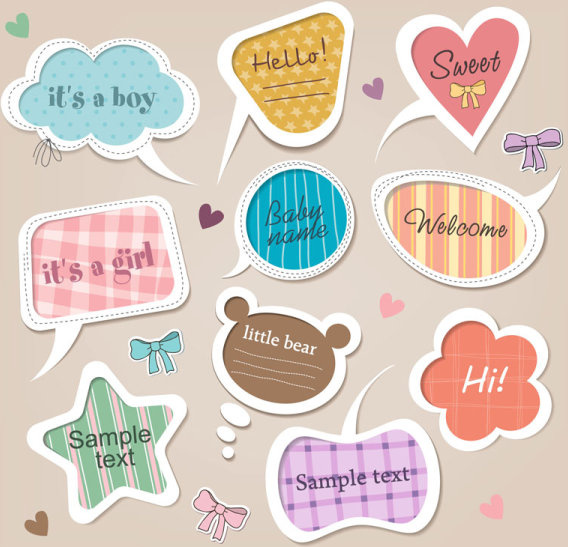 süße Baby Bilder mit Text-Label vector