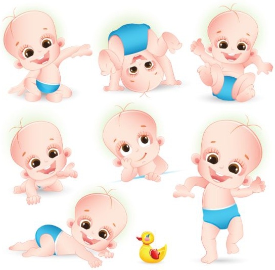 lindo bebé iconos de dibujos animados carácter color diseño 3d