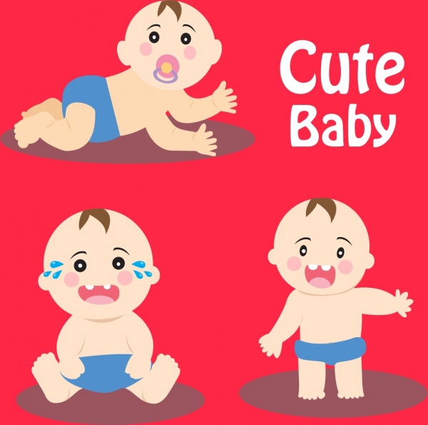 coleção de ícones de bebê fofo vários gestos posar