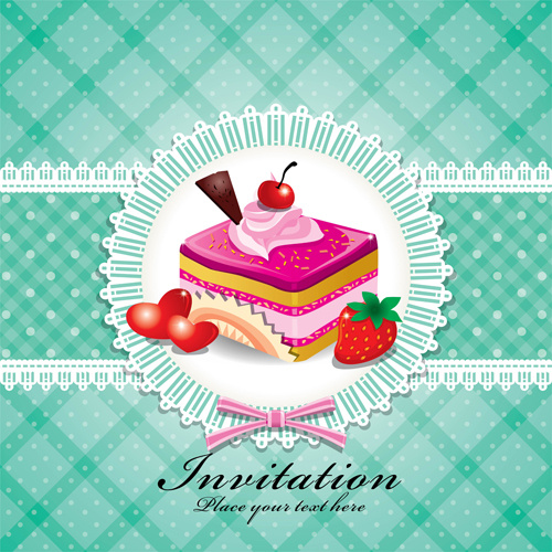 かわいいケーキのカード デザイン要素ベクトル