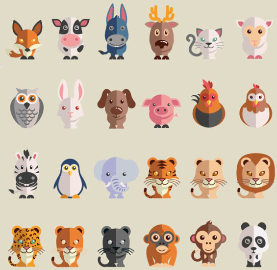 vetor de ícones gratuitos de animais bonito dos desenhos animados
