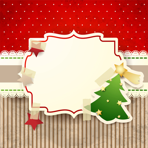 kartu Natal lucu dengan bingkai vector set