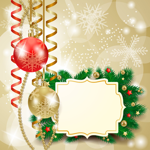 kartu Natal lucu dengan bingkai vector set