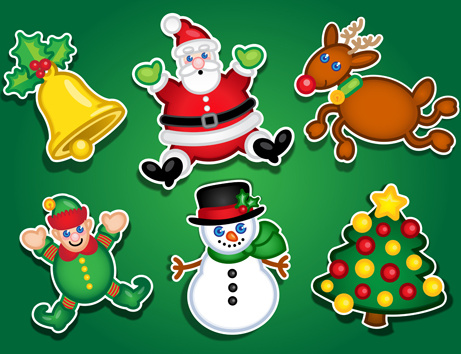 stiker Natal yang lucu desain grafis vektor