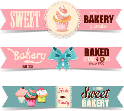 süße Cupcake Banner Vektoren