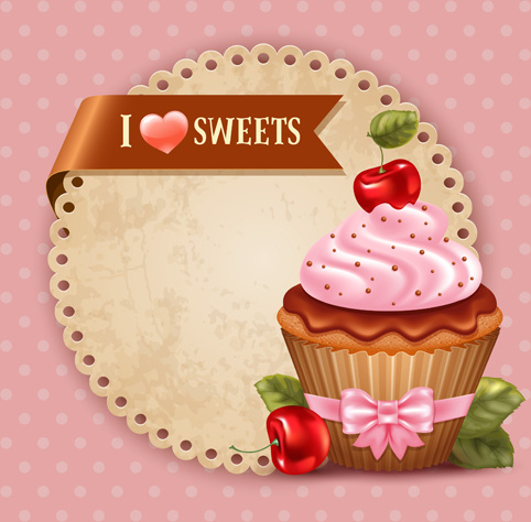 süße Muffins Vektor-Einladungskarten