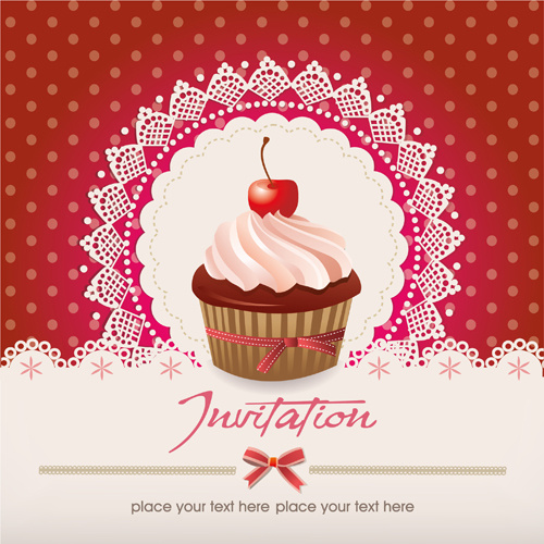 cupcakes cute vector tarjetas de invitación
