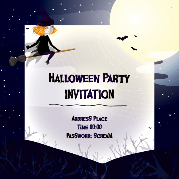 Cute Halloween Invitation Cards Vector