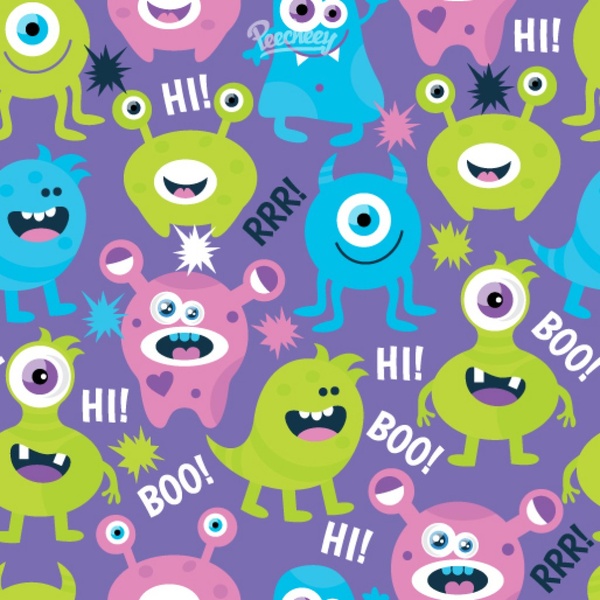 Cute Monsters Seamless Background
