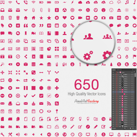 mengatur sosial merah muda yang lucu dengan web ikon vektor