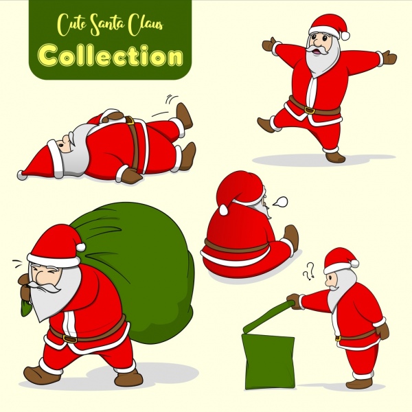 coleção de caráter bonito ícone de Papai Noel