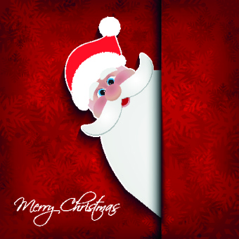 Kırmızı Noel arka plan vektör ile sevimli Noel Baba