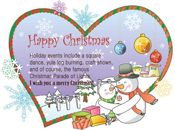 lucu snowman pada bahagia Natal jantung kartu vektor