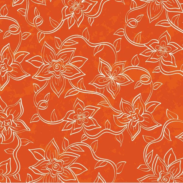 süße weiße Linien Blumenmuster auf orangem Hintergrund Vektor