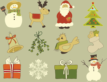 ícones de Natal bonito misturam gráficos vetoriais