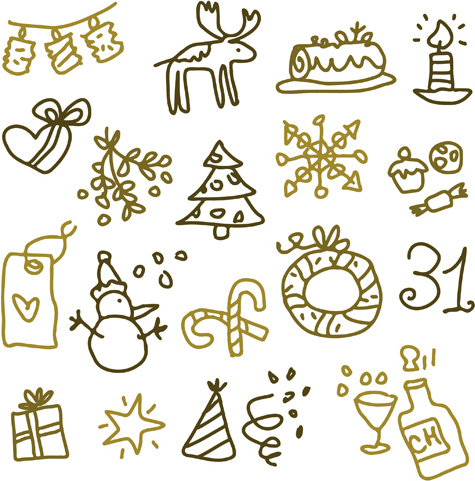 ícones de Natal bonito misturam gráficos vetoriais
